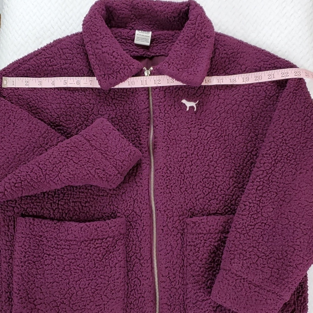 Victoria's Secret Pink "Eggplant" Oversized Sherpa Zip-Up Jacket XS - Picture 5 of 17